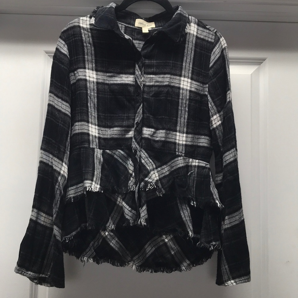 Cloth & Stone Plaid Fringe Button Up